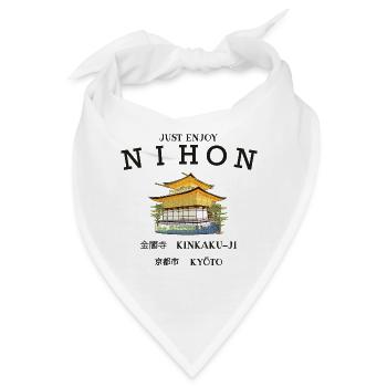 Kyoto, Kinkaku-ji, goldener Pavillon, Tempel Japan - Bandana - Weiß - Vorne