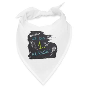 Ich bin 1. Klasse | Tafel Kreide - blau grün - Bandana - Weiß - Vorne