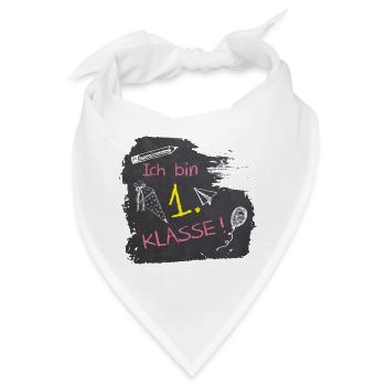 Ich bin 1. Klasse | Tafel Kreide - rosa gelb  - Bandana - Weiß - Vorne