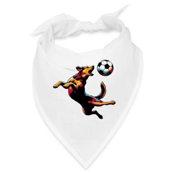 Hund spielt mit einem Fußball - Bandana - Weiß - Vorne