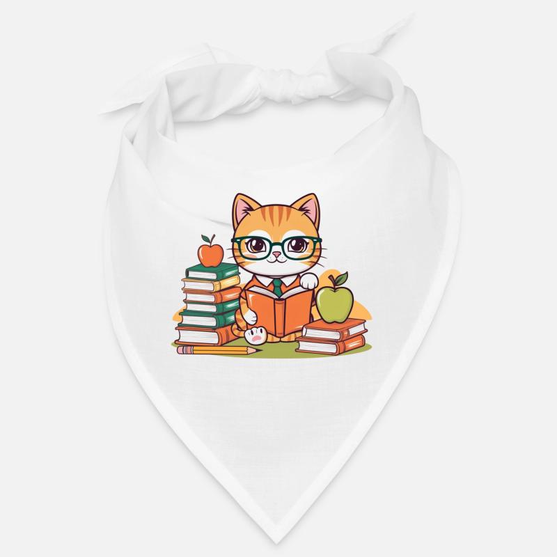 Back to School: Studious Cat Cartoon Bandana