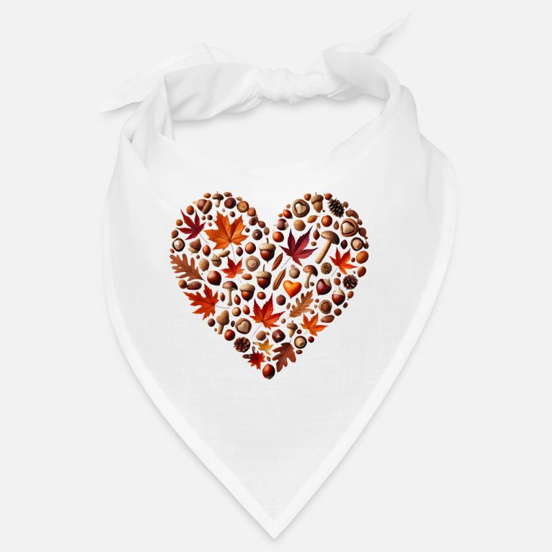 Cœur, rempli de citrouilles, de feuilles, de noix et de champignons Bandana