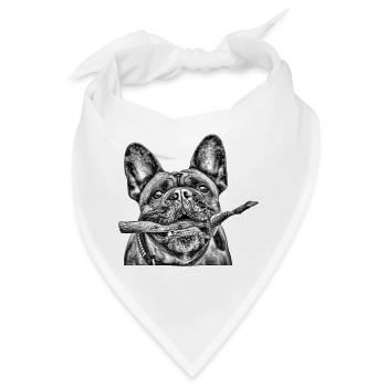 Bulldogge mit Ast Sketch - Bandana - Weiß - Vorne