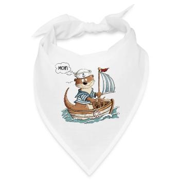 Moin Otter Boot Segeln Segelboot Nordsee - Bandana - Weiß - Vorne