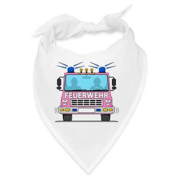Feuerwehrauto in Rosa - Bandana - Weiß - Vorne