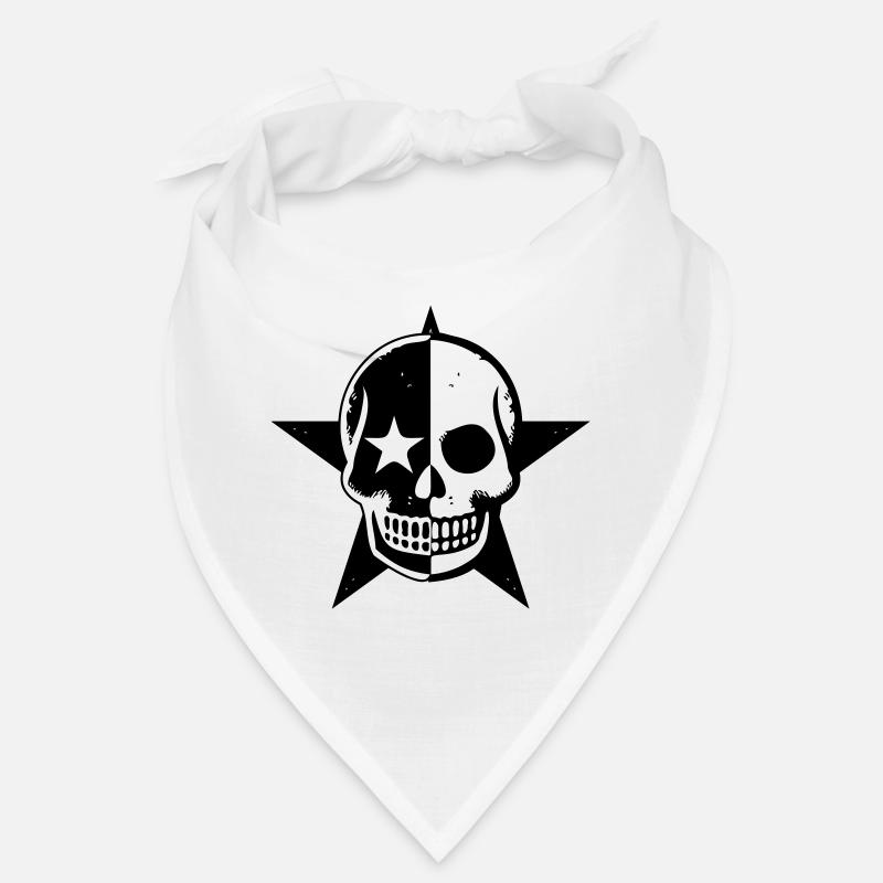 Crâne Noir – Minimalisme Mortel - Bandana - blanc