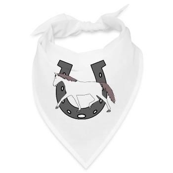 Hufeisen Pferd Reiterin Pferde Pony Schimmel Stute - Bandana - Weiß - Vorne