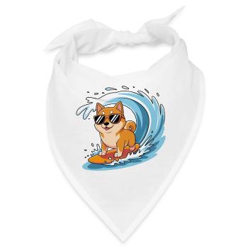 Shiba Surfing - Bandana - Weiß - Vorne