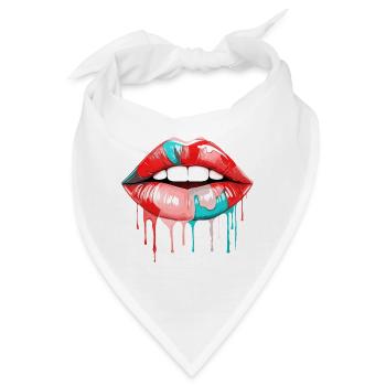 Lippen Bunt Lippenstift Kussmund Pop Art Kunst - Bandana - Weiß - Vorne