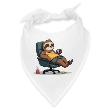 Büro? Erst mal Kaffee! – Sloth Style - Bandana - Weiß - Vorne