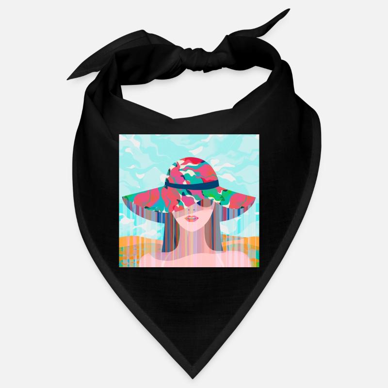 Frau mit psychedelischem farbigem Hut Bandana
