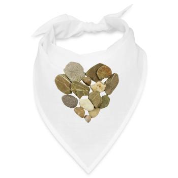 Natürliche Steine in einer Herz Form - Bandana - Weiß - Vorne