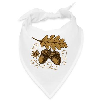 Eicheln mit Blatt – Herbst Design - Bandana - Weiß - Vorne