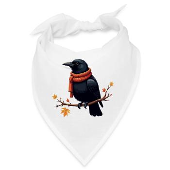 Herbstkrähe im Schal - Bandana - Weiß - Vorne