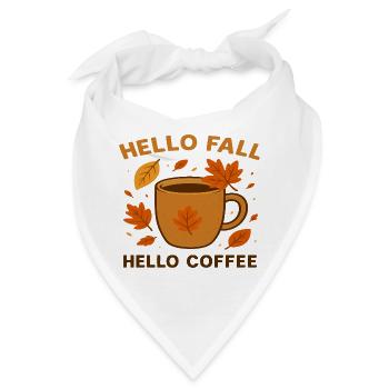 Herbstliches Kaffee-Motiv mit Blättern - Bandana - Weiß - Vorne