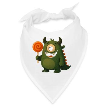 Kulleraugen Monster mit Lutscher - Bandana - Weiß - Vorne