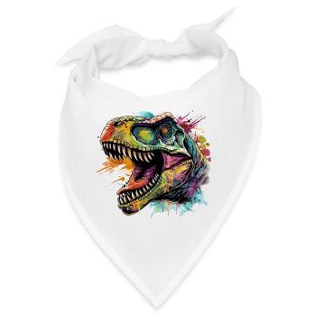 Dino Neon Kunst Design - Bandana - Weiß - Vorne