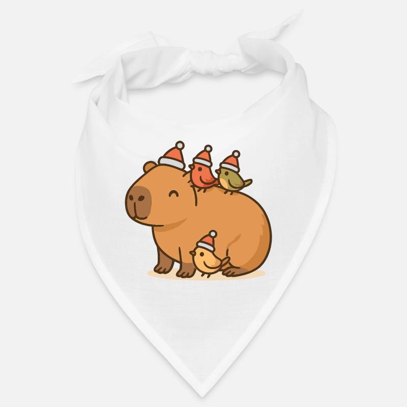 ✨ Capybara mit Weihnachtsvögeln – süß & friedlich Bandana