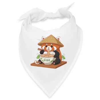 Panda Ramen mit Strohhut - Bandana - Weiß - Vorne