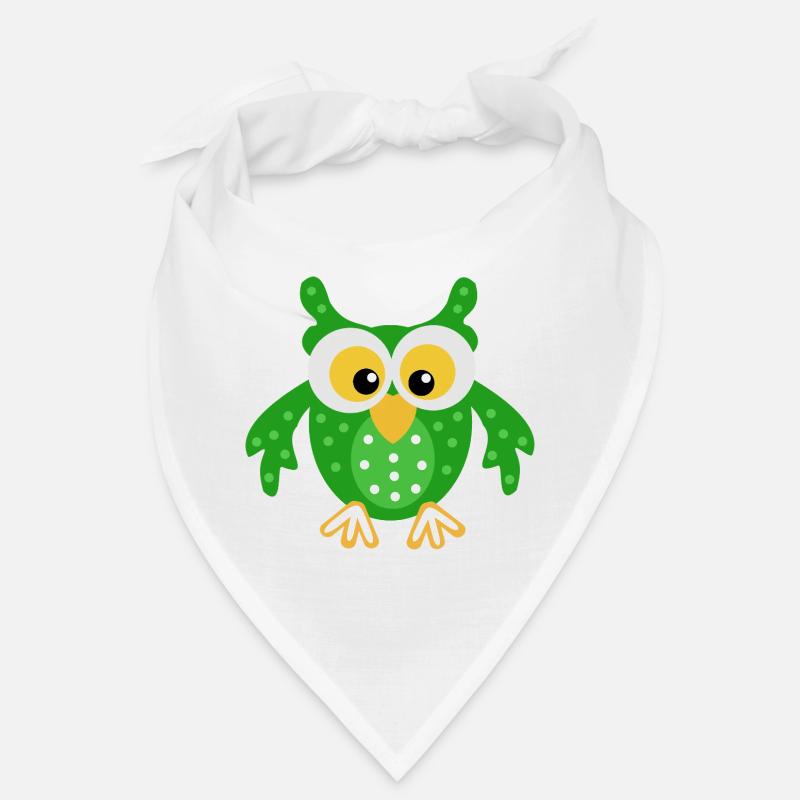 Green Owl with Dots Bandana
