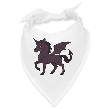 Dunkles Dämonen-Einhorn mit Flügeln und roten Augen - Bandana - Weiß - Vorne