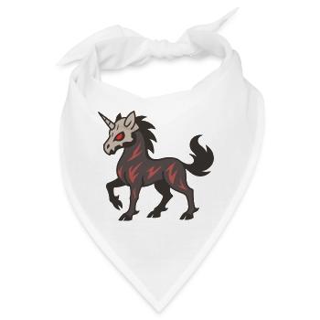 Totenkopfmasken-Dämonen-Einhorn mit roten Markierungen - Bandana - Weiß - Vorne