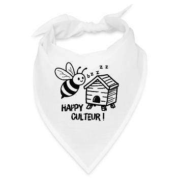Imker, glücklicher Grower-Biene mit einem Bienenstock - Bandana - Weiß - Vorne