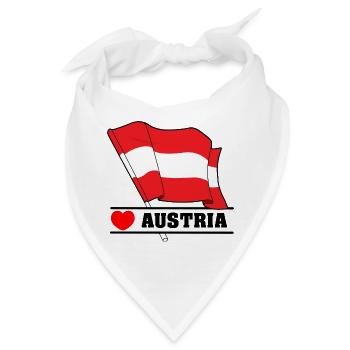 Österreichische Flagge mit Herz - Bandana - Weiß - Vorne