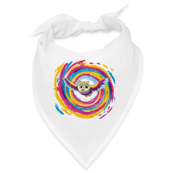 Bunte Eulenspirale - Bandana - Weiß - Vorne