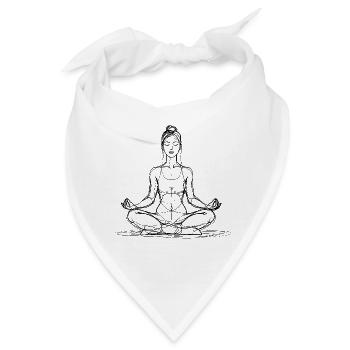 Lineart Yoga Meditation Lotussitz - Bandana - Weiß - Vorne