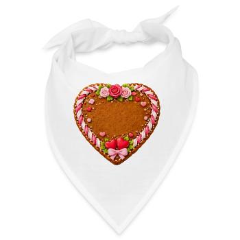 Lebkuchenherz Motiv zum Selbstbeschriften - Bandana - Weiß - Vorne