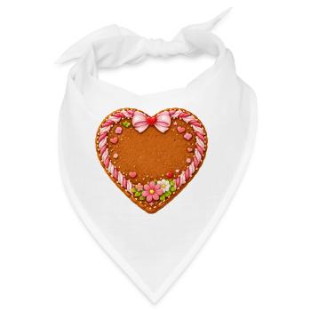 Lebkuchenherz Motiv zum Selbstbeschriften - Bandana - Weiß - Vorne