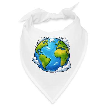 Erde Welt Planet - Bandana - Weiß - Vorne