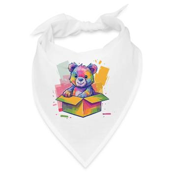 Regenbogenbär im Karton - Bandana - Weiß - Vorne