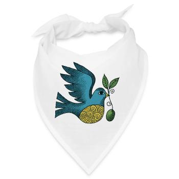 Azurblauer Vogel mit wirbelndem Bauch - Bandana - Weiß - Vorne