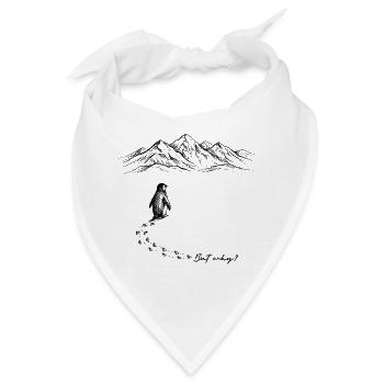 But why? Pinguin Meme Fußspuren Doodle Gekritzel - Bandana - Weiß - Vorne