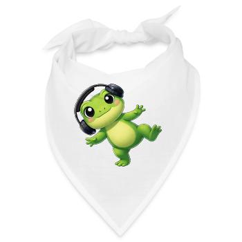Süßer Frosch Kröte Unke mit Kopfhörern Tanzen Tech - Bandana - Weiß - Vorne