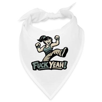 Motivierte Frau / Mädchen "Fuck Yeah" - Bandana - Weiß - Vorne
