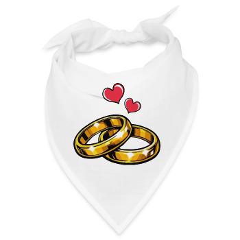 Goldene Eheringe mit Herzen - Bandana - Weiß - Vorne