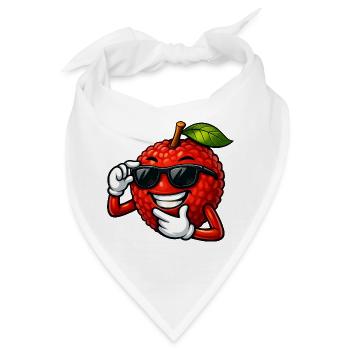 Coole Litchi Cartoon Sommerdesign Obst Frucht - Bandana - Weiß - Vorne