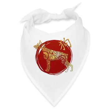 Hund Chinesisches Tierkreiszeichen Horoskop - Bandana - Weiß - Vorne