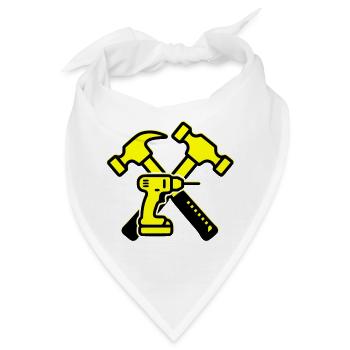 Werkzeug Bohrer Hämmer Gelb - Bandana - Weiß - Vorne