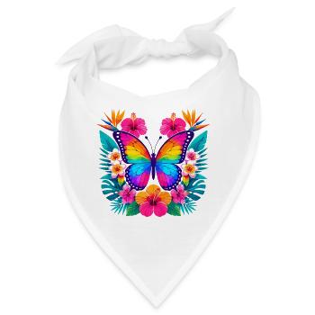 Bunter Tropen-Schmetterling - Bandana - Weiß - Vorne