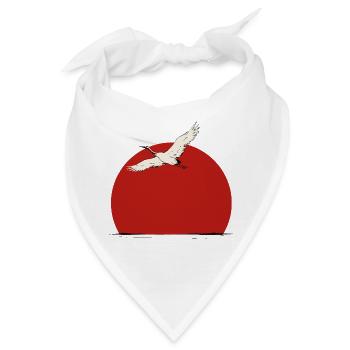 Kranich über roter Sonne - Bandana - Weiß - Vorne