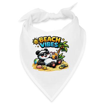 Beach Vibes Panda am Strand - Bandana - Weiß - Vorne