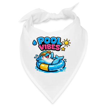 Pool Vibes: Bunter Badetier im Schwimmring - Bandana - Weiß - Vorne