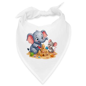Sandkunst Freundschaft Elefant Maus - Bandana - Weiß - Vorne