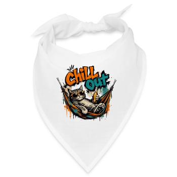 Chill out katze in Hängematte - Bandana - Weiß - Vorne