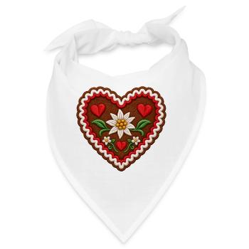 Lebkuchenherz mit Edelweiß  - Bandana - Weiß - Vorne