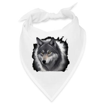 Wolfportrait mit Nebelschwaden - Bandana - Weiß - Vorne